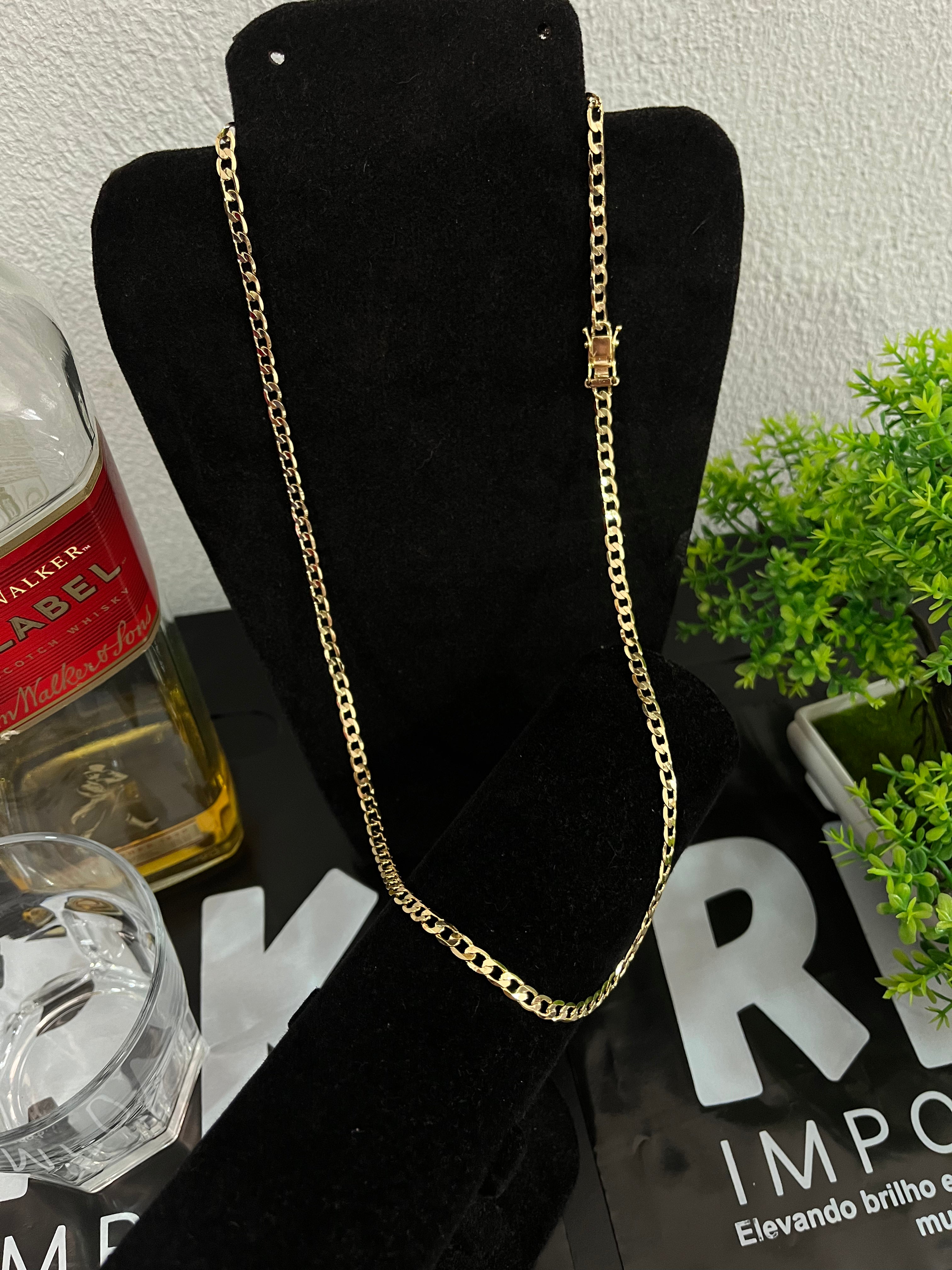CORDÃO ESCAMA DE PEIXE - 70cm,4mm - BANHADO A OURO 18K