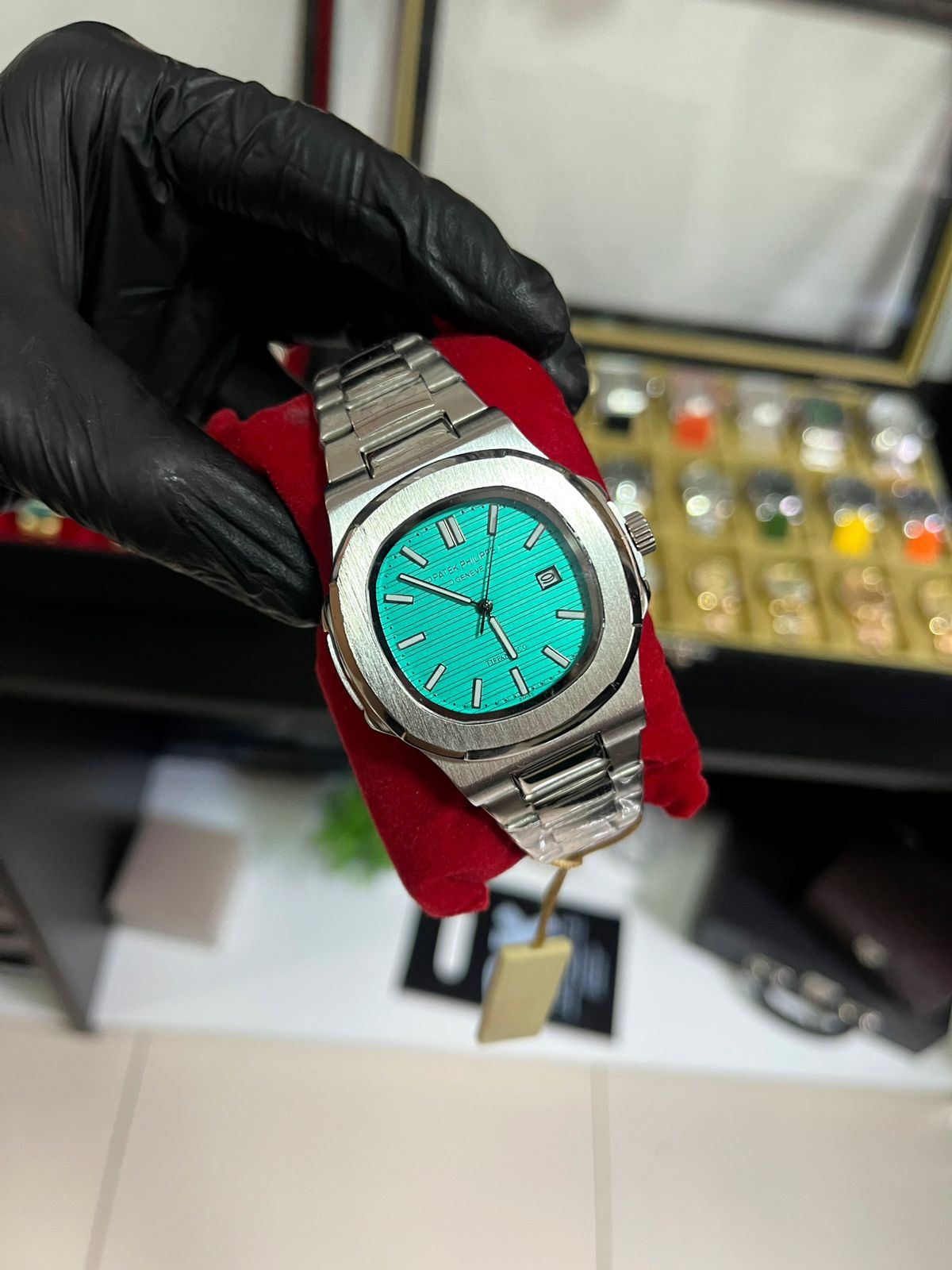 Patek fundo de vidro prata