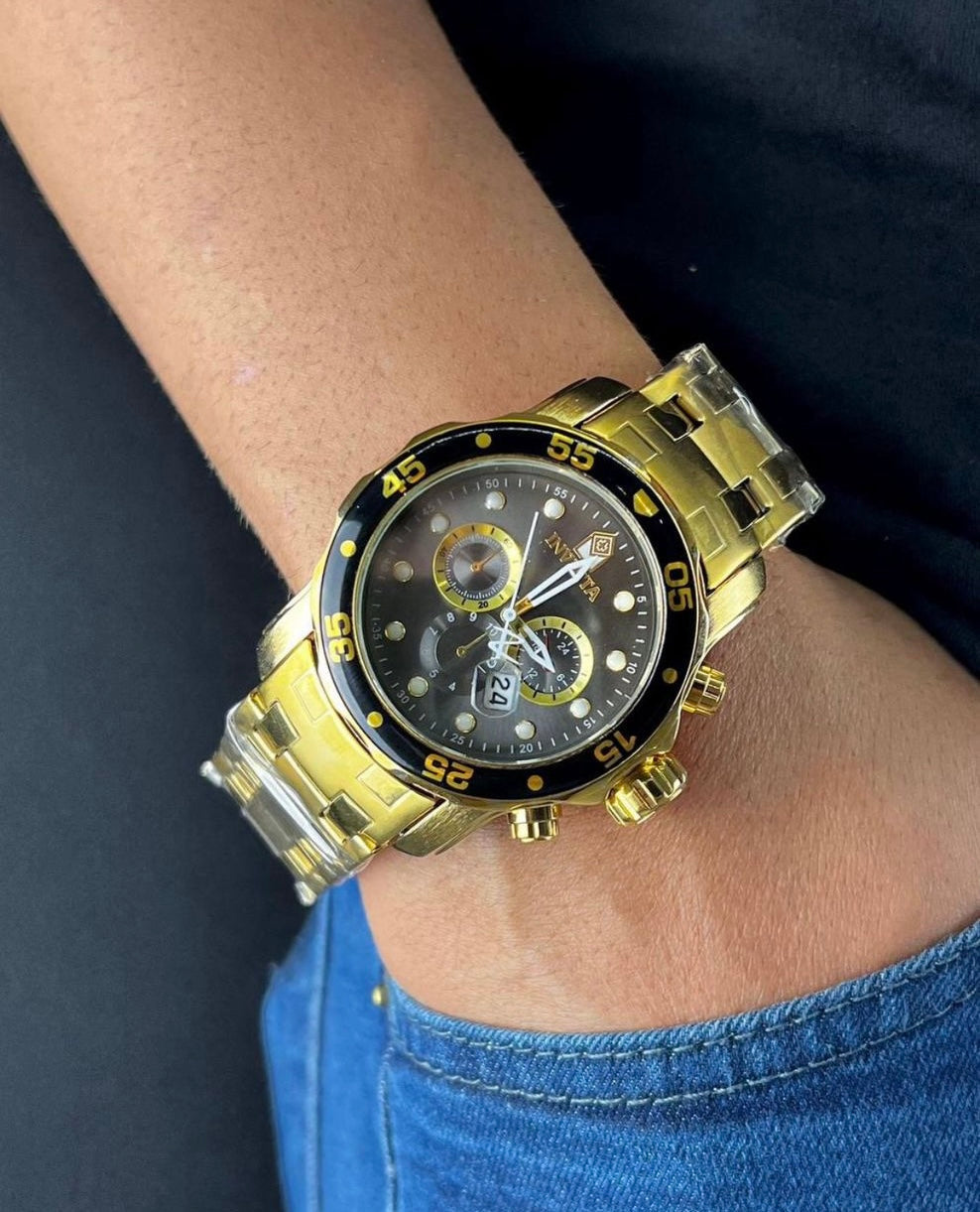 Invicta Pro DRIVE dourado e prateado