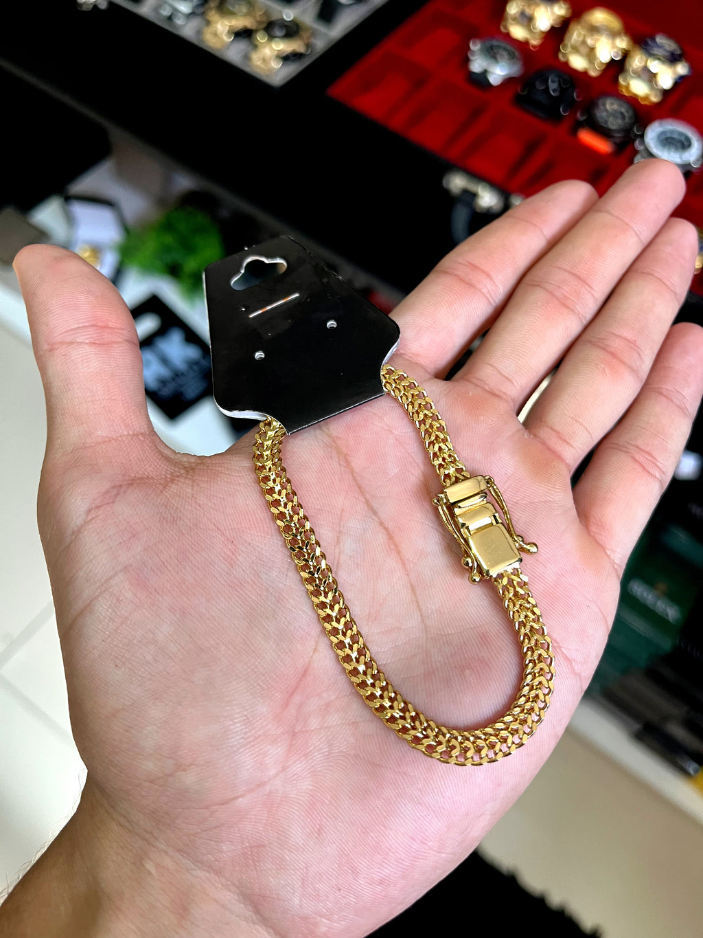 PULSEIRA DUPLA - 21cm,8mm - BANHADA A OURO 18K