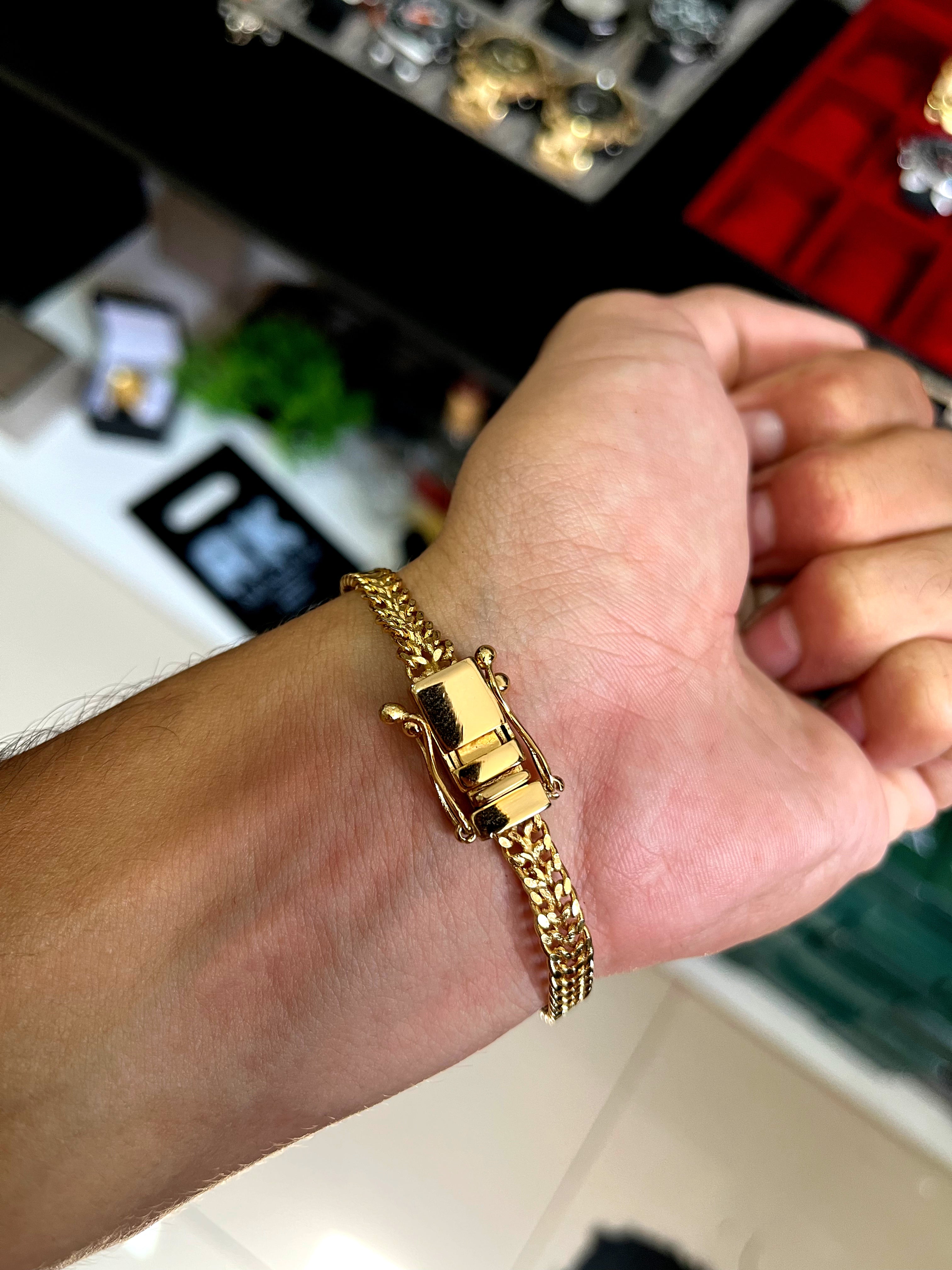 PULSEIRA DUPLA - 21cm,8mm - BANHADA A OURO 18K